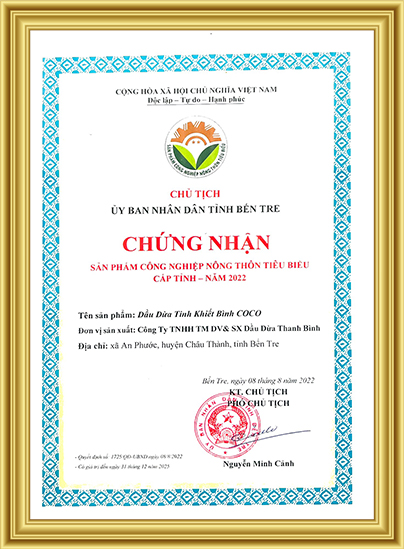  - Dầu Dừa Thanh Bình - Công Ty TNHH Thương Mại Dịch Vụ Và Sản Xuất Dầu Dừa Thanh Bình
